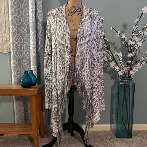 INC International Concepts Open Stitch Cascading Fringe Open Cardigan
